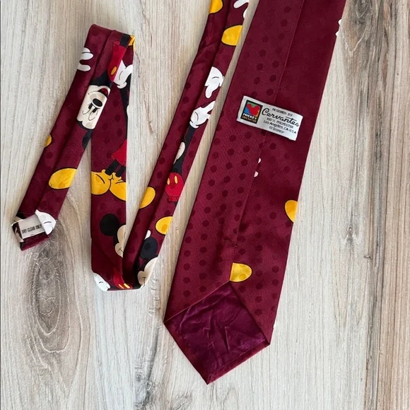 Vintage Mickey Mouse Unlimited Tie – Rudy Cervantes, Red/Burgundy, 56” - Picture 2 of 3
